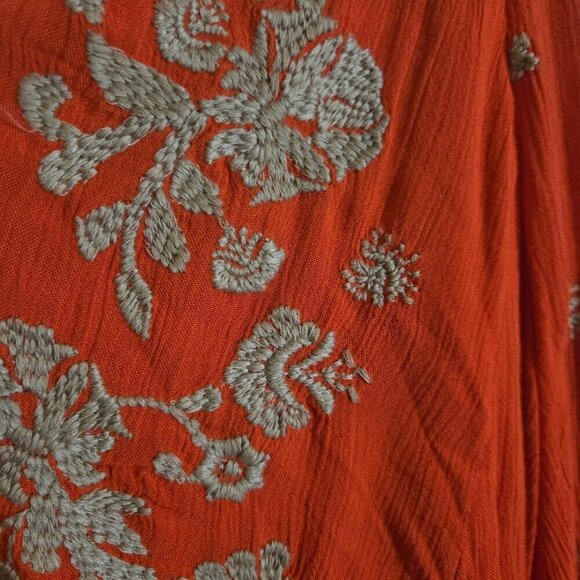 Free People Sweet Tennessee Embroidered Red Long Sleeve Tunic Dress Size S - Picture 7 of 10